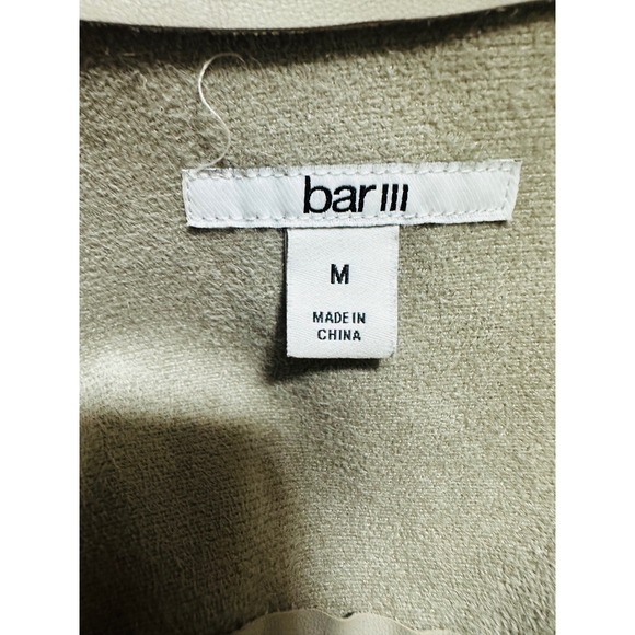 bar iii Womens Beige Suede Leather Look Drape Collar Moto Jacket Medium - Picture 5 of 6